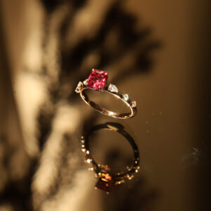 red spinel custom engagement ring