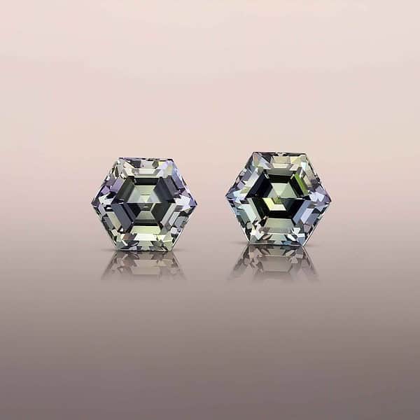Tanzanite pair unheated hexagonal cut