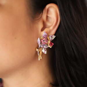 A leafy composition of pink and red spinels