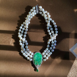 Bespoke necklace, re-styled jade piece with pearls