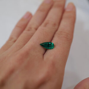 Beautifully cut pear shaped emerald
