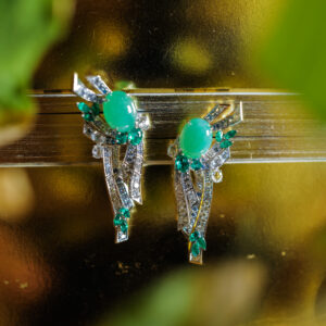 Restyled jade and diamond earrings