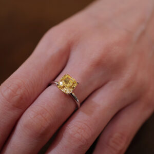 Incredibly rare yellow diamond bespoke ring.