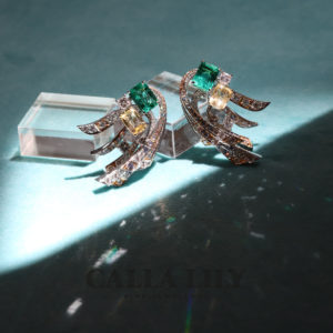 Emerald and Yellow Sapphire Earrings