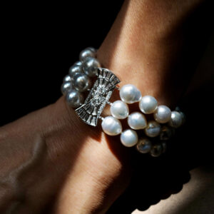 A beautiful bespoke bracelet with art deco style centre piece.