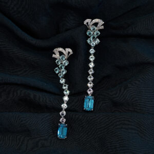 Dashing blue zircon earrings, custom made for our client.