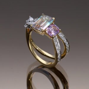 Bi-colour tourmaline ring