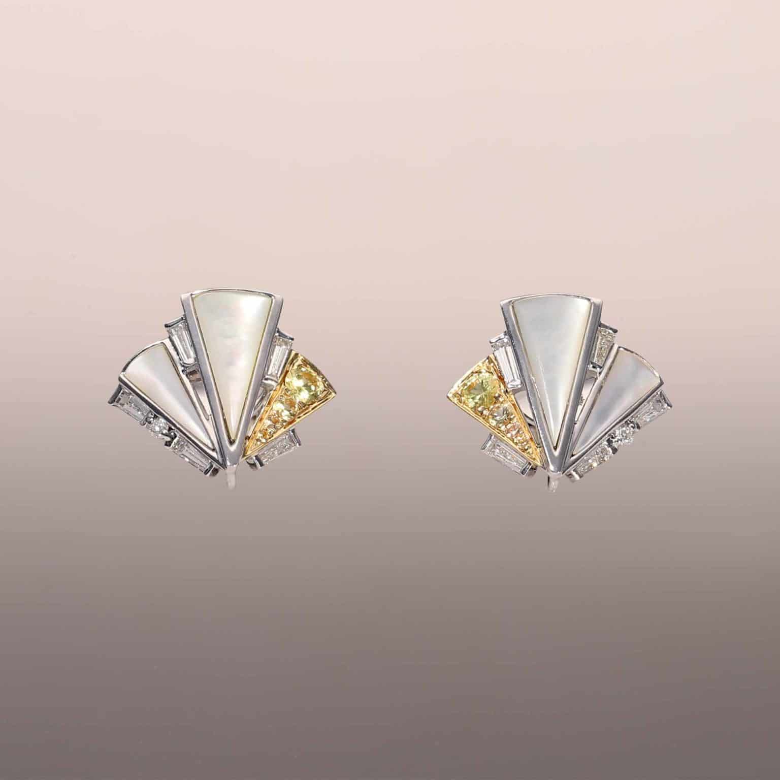 Mother-of-Pearl fan earring studs