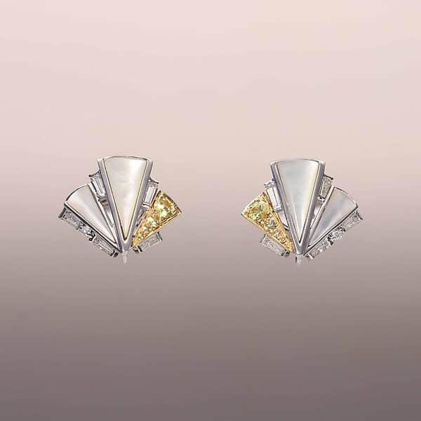 Mother-of-Pearl fan earring studs