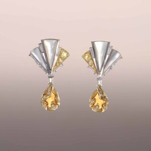 Mother-of-Pearl Fan Earrings with Mandarin Garnet Drops_2