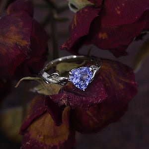 Heart-shaped tanzanite engagement ring