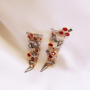 Ruby pennant flag earrings