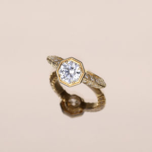 Custom made yellow gold diamond ring