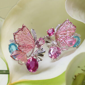 Tourmaline carvings on our “Butterfly” earrings