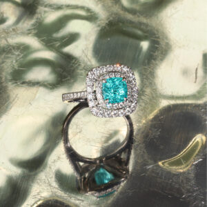 Paraiba and Diamond Bespoke Engagement Ring