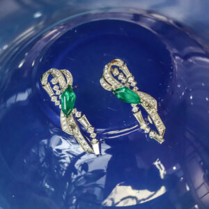 Custom made emerald and diamond earrings