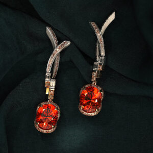 A very striking pair of fire-opal earrings.