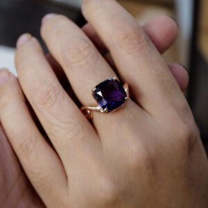 Deep purple amethyst bespoke ring