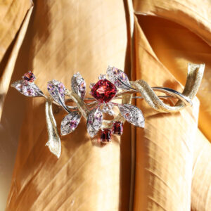 bespoke jewellery fiery red spinel brooch