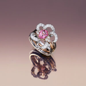 Bespoke pink spinel flower ring