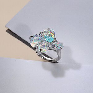 Bespoke paraiba and water opal ring