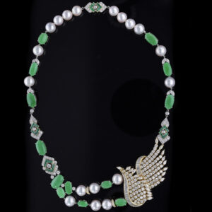 Bespoke jade and diamond necklace