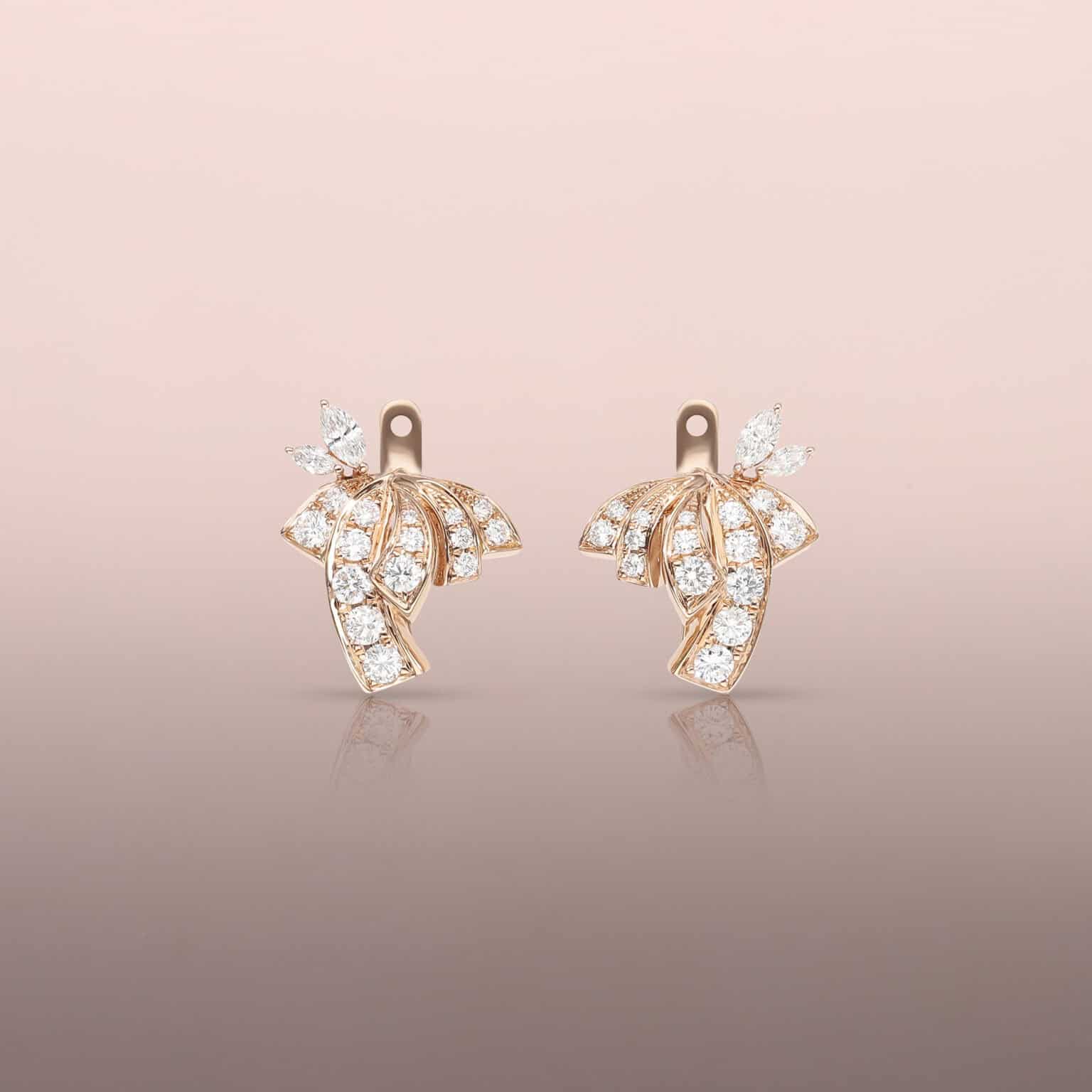 Rose Gold Diamond Fountain Earring Jackets