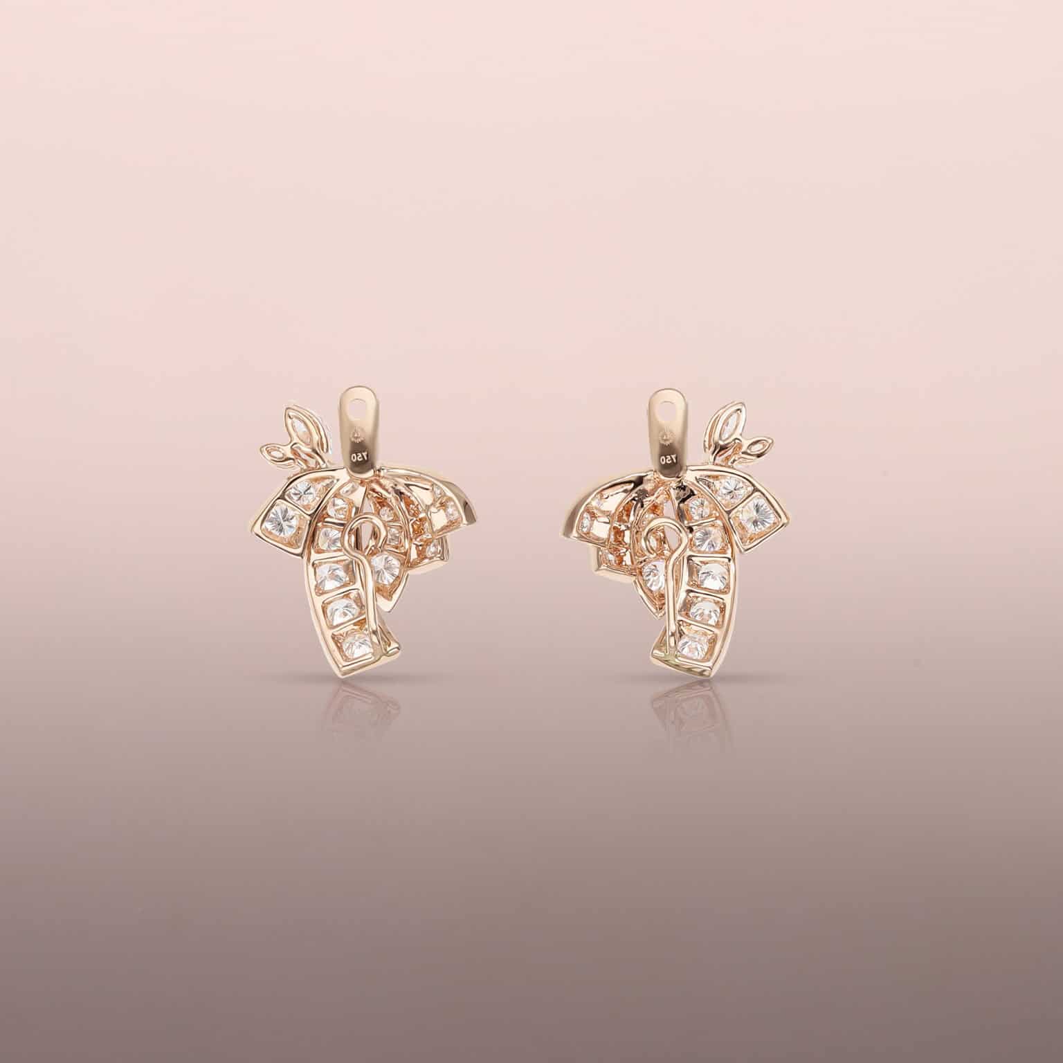 Rose Gold Diamond Fountain Earring Jackets