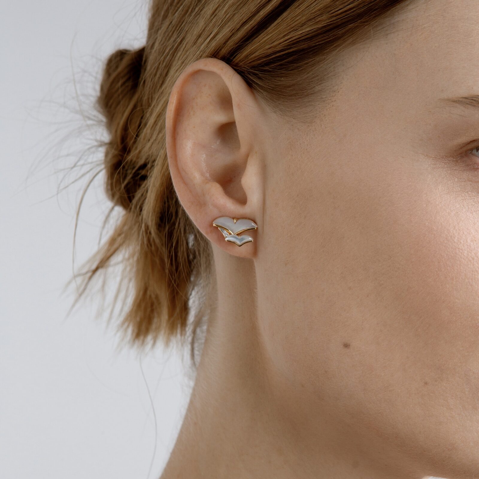 seagull earrings mother of pearl studs