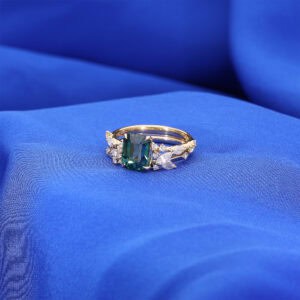 Teal sapphire ring