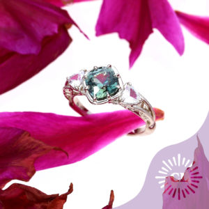 Bespoke Teal Sapphire Engagement Ring