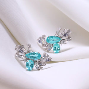 Paraiba and Diamond Earrings