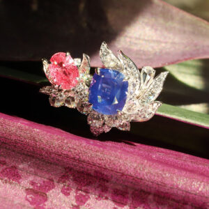 Sapphire Flowers in the Wind Ring