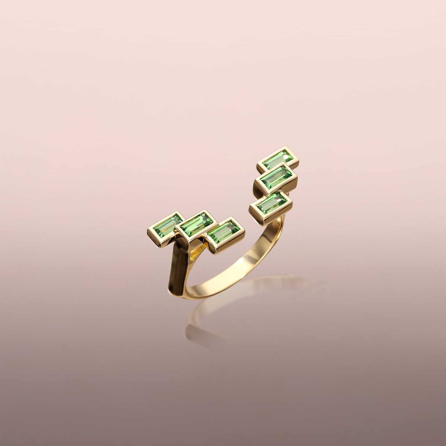 Tsavorite Stepped Jacket Ring