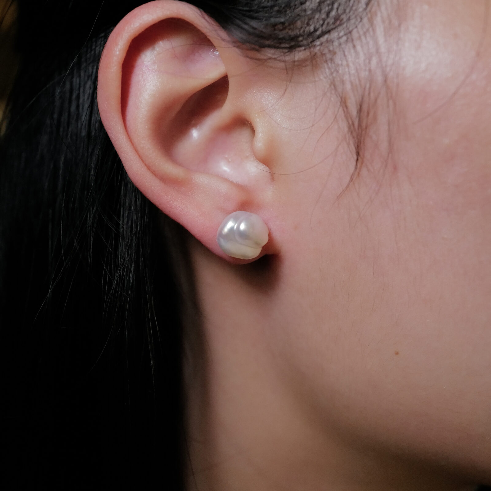 australian south sea keshi pearl earring studs(10mm)