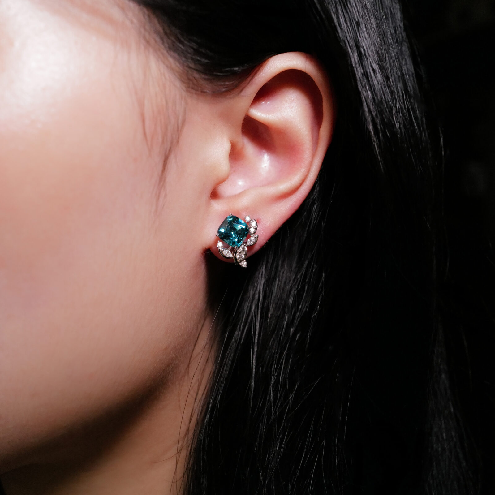 indigo tourmaline studs