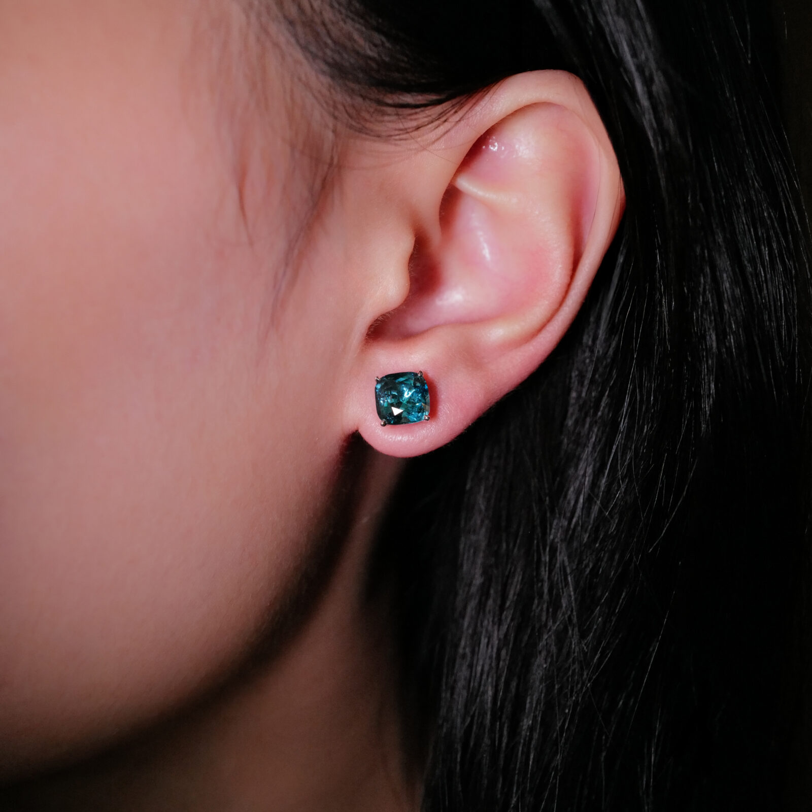 indigo tourmaline studs