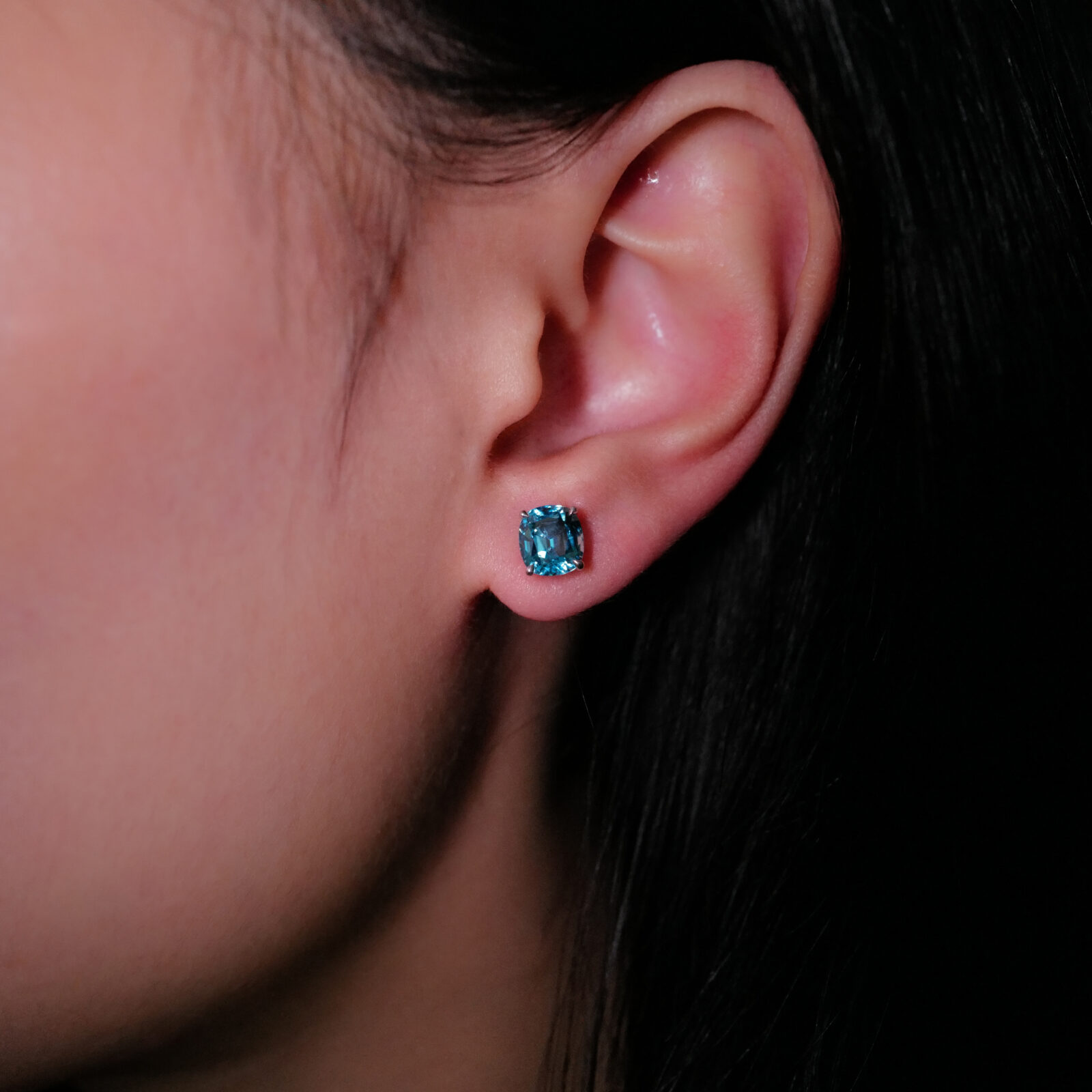 blue zircon studs