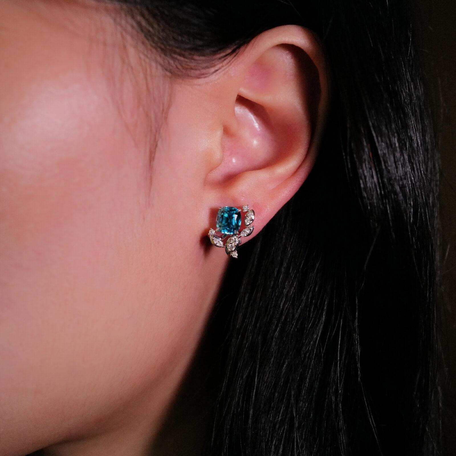 blue zircon studs