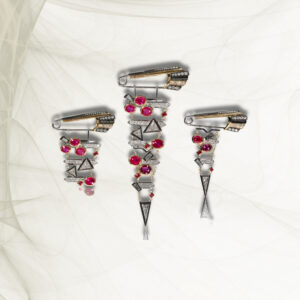 Bespoke Ruby earrings that may be worn as multiple-length brooches