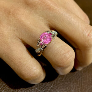 Incredibly saturated bubblegum pink spinel ring.