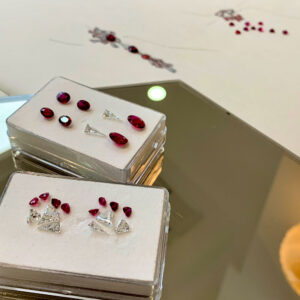 Incredibly saturated rubies being made into jewellery at our atelier.