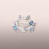 Aquamarine and Pink Sapphire Brooch with Diamonds