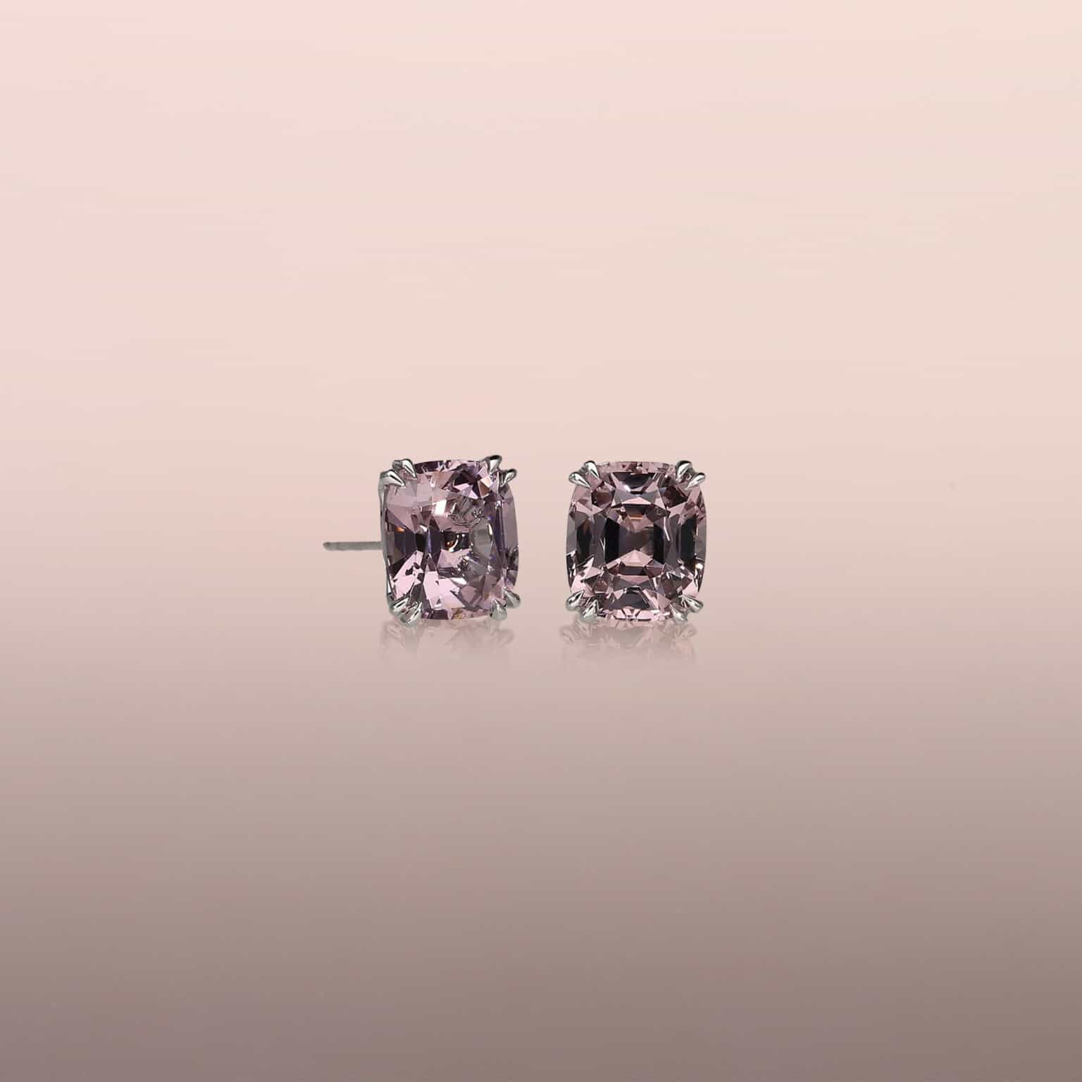 Lavender Grey Spinel Stud Earrings