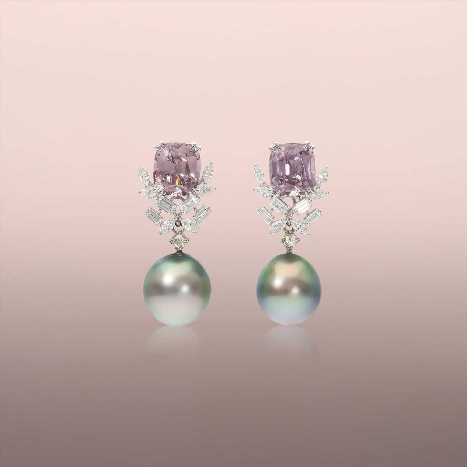 Pistachio-Grey Tahitian Pearl Drops