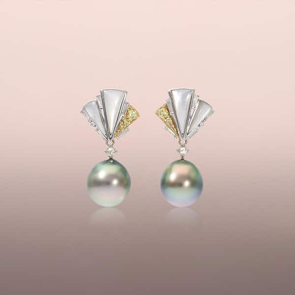Pistachio-Grey Tahitian Pearl Drops