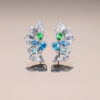 Blue Zircon and Tsavorite Butterfly Earrings