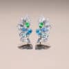 Blue Zircon and Tsavorite Butterfly Earrings