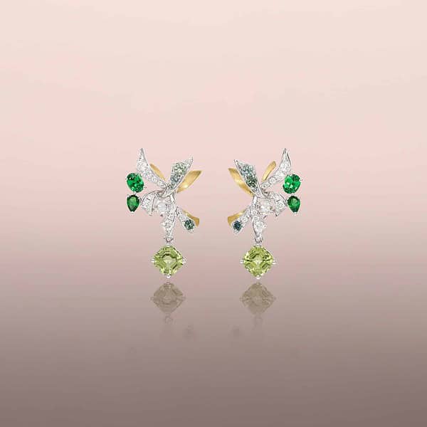 Tousled Sapphire and Tourmaline Earrings