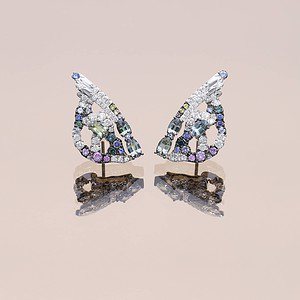 Tanzanite and Sapphire Butterfly Earrings